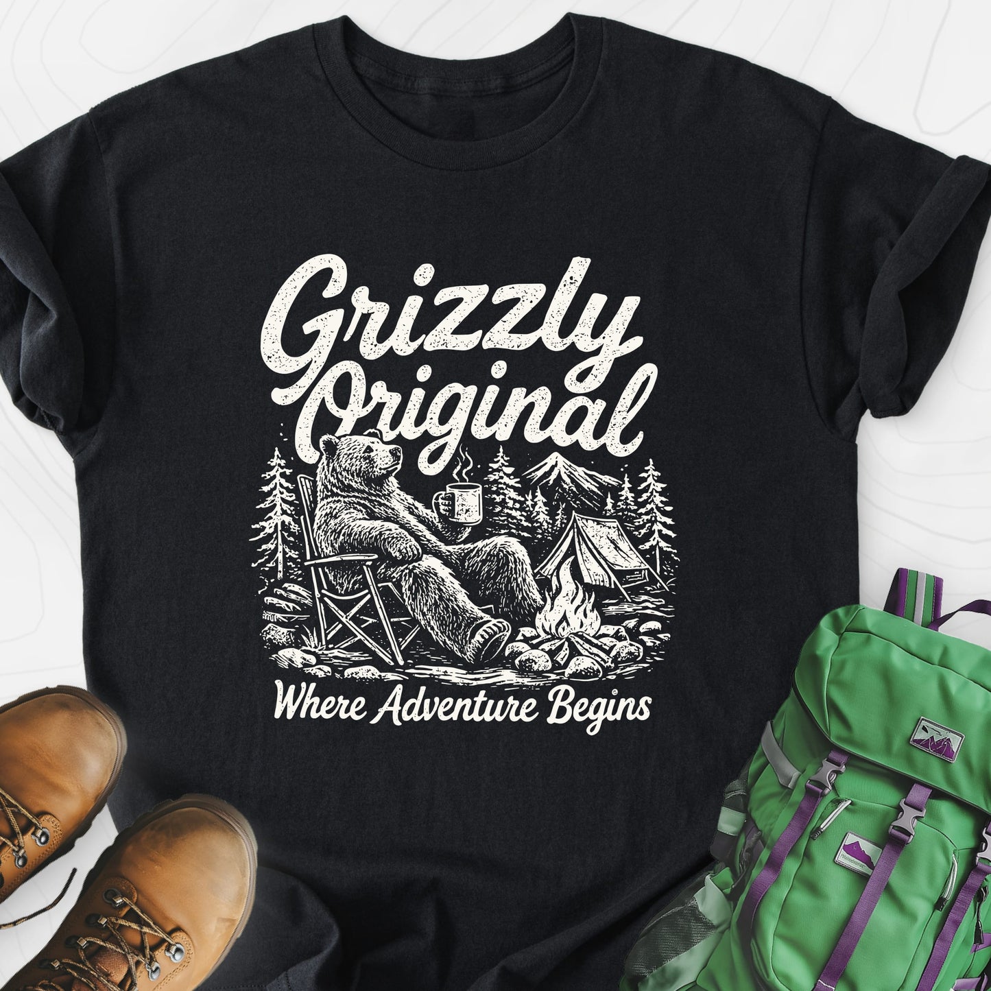 Grizzly Original Black front print lightweight T-shirt