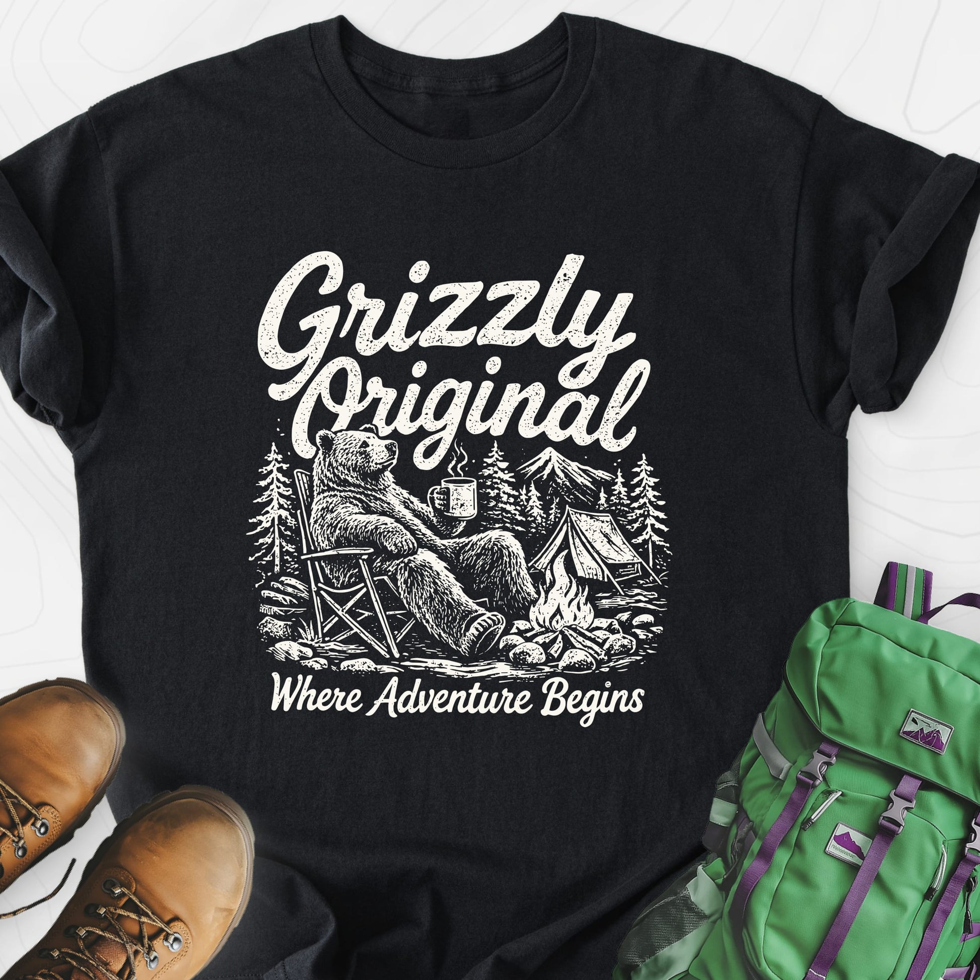 Grizzly Original Black front print lightweight T-shirt