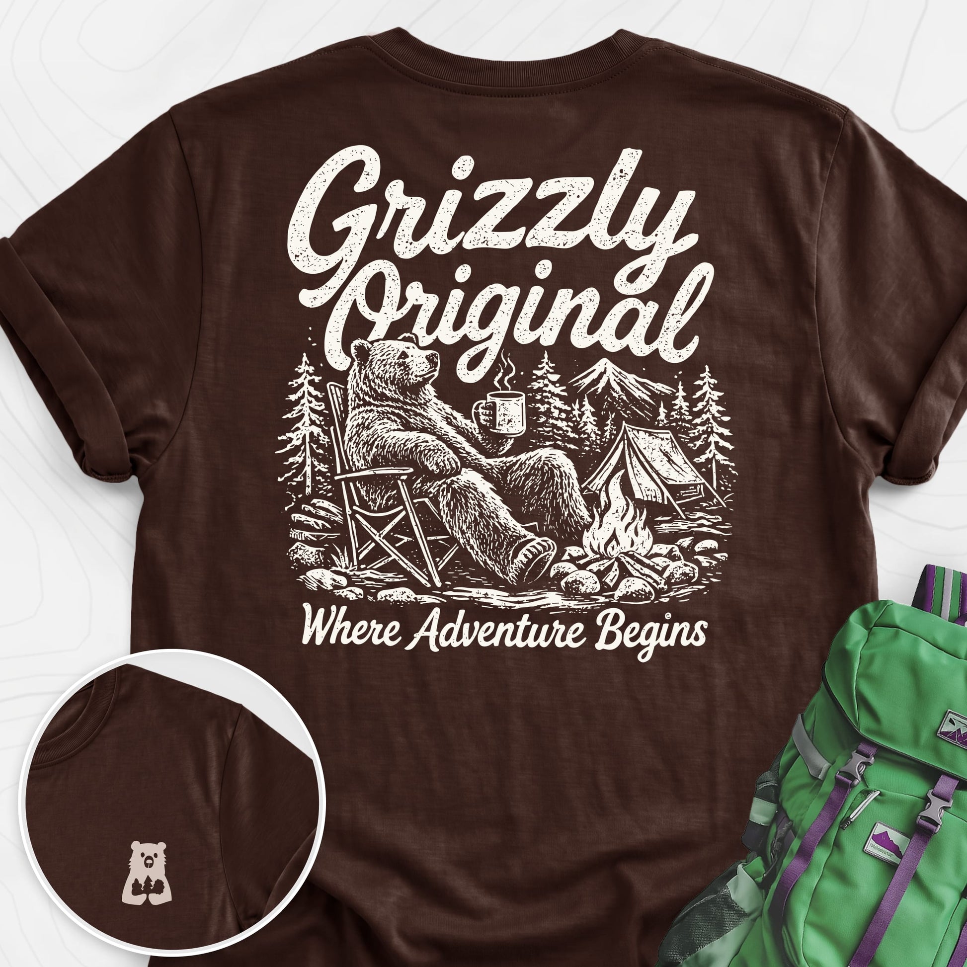 Grizzly Original Dark Chocolate back print lightweight T-shirt