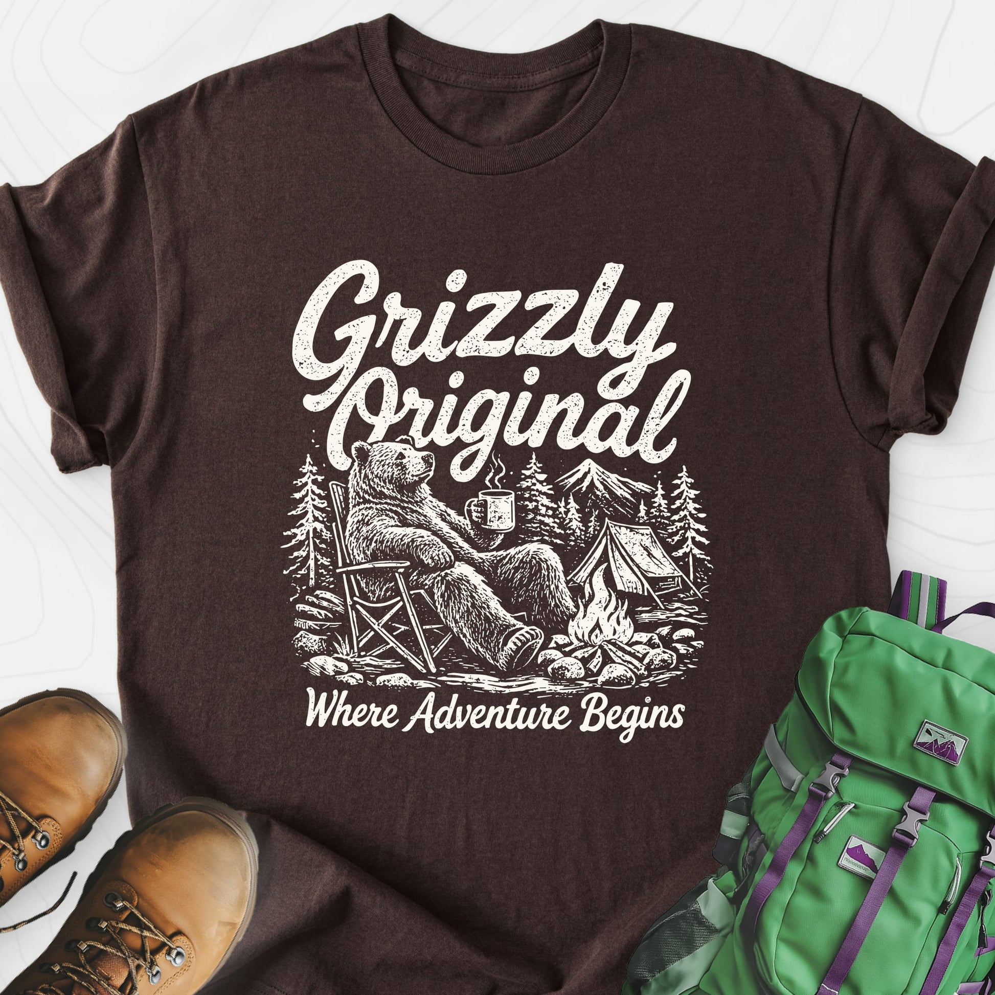 Grizzly Original Dark Chocolate front print lightweight T-shirt