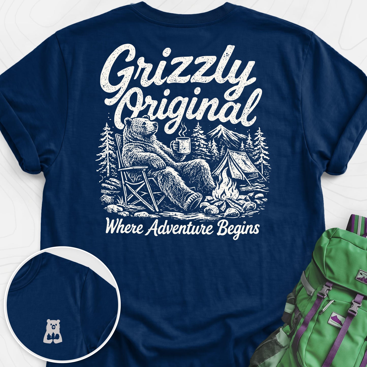 Grizzly Original Navy back print lightweight T-shirt