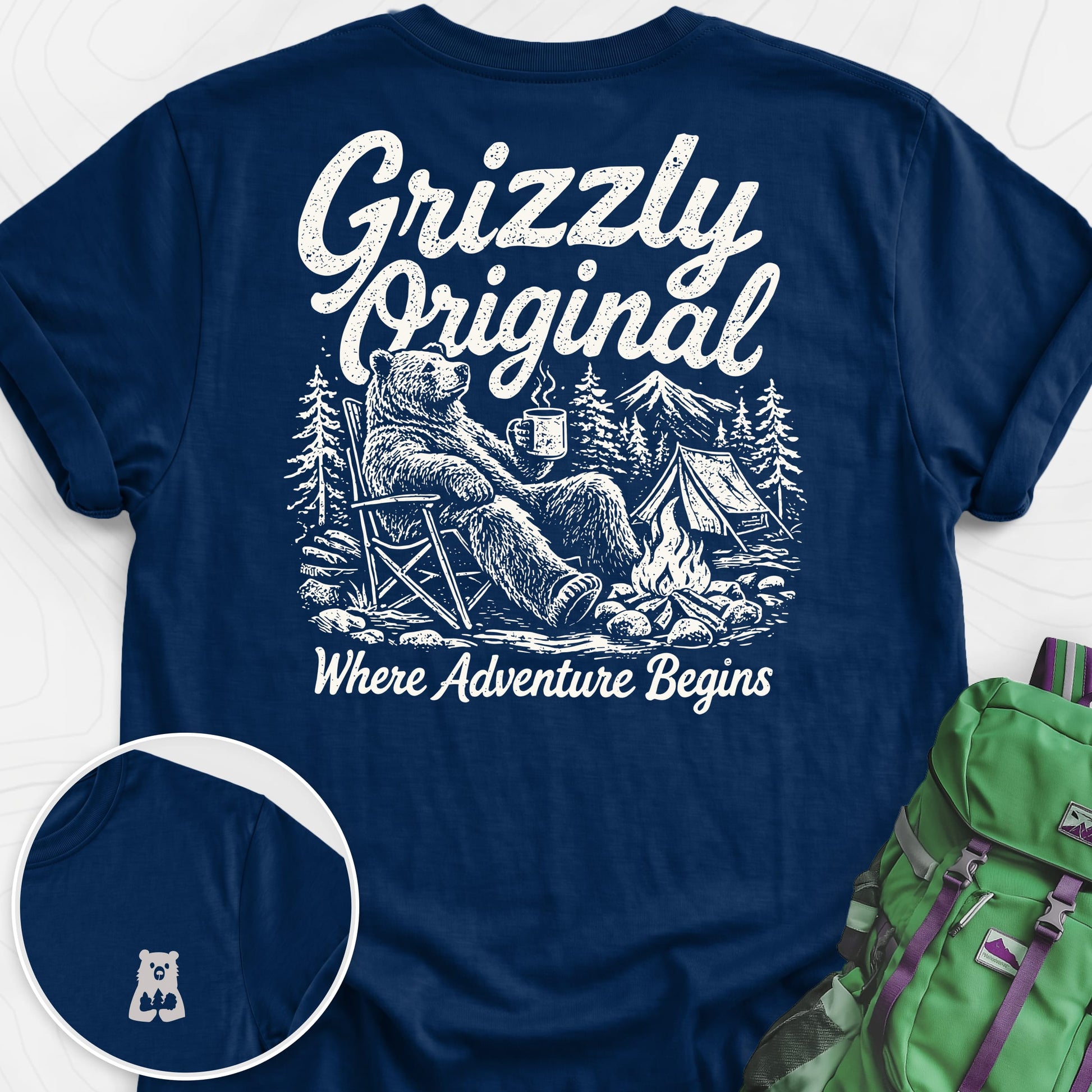 Grizzly Original Navy back print lightweight T-shirt
