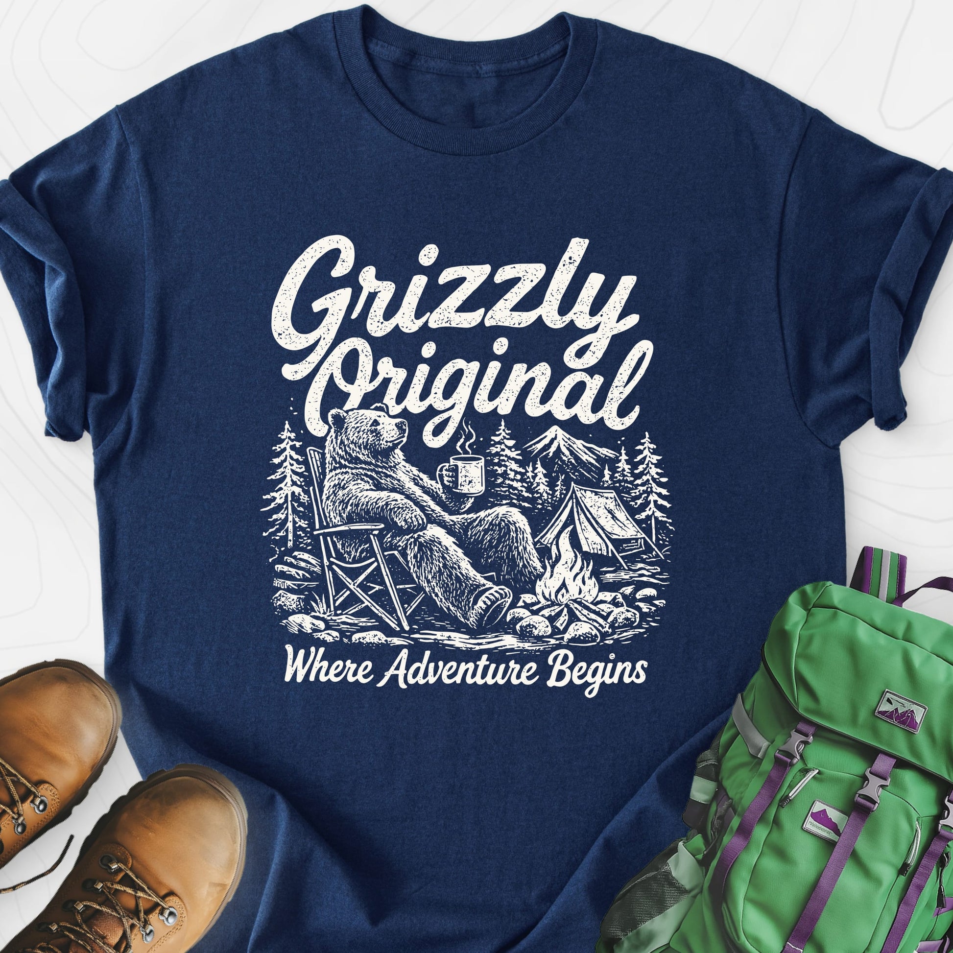 Grizzly Original Navy front print lightweight T-shirt