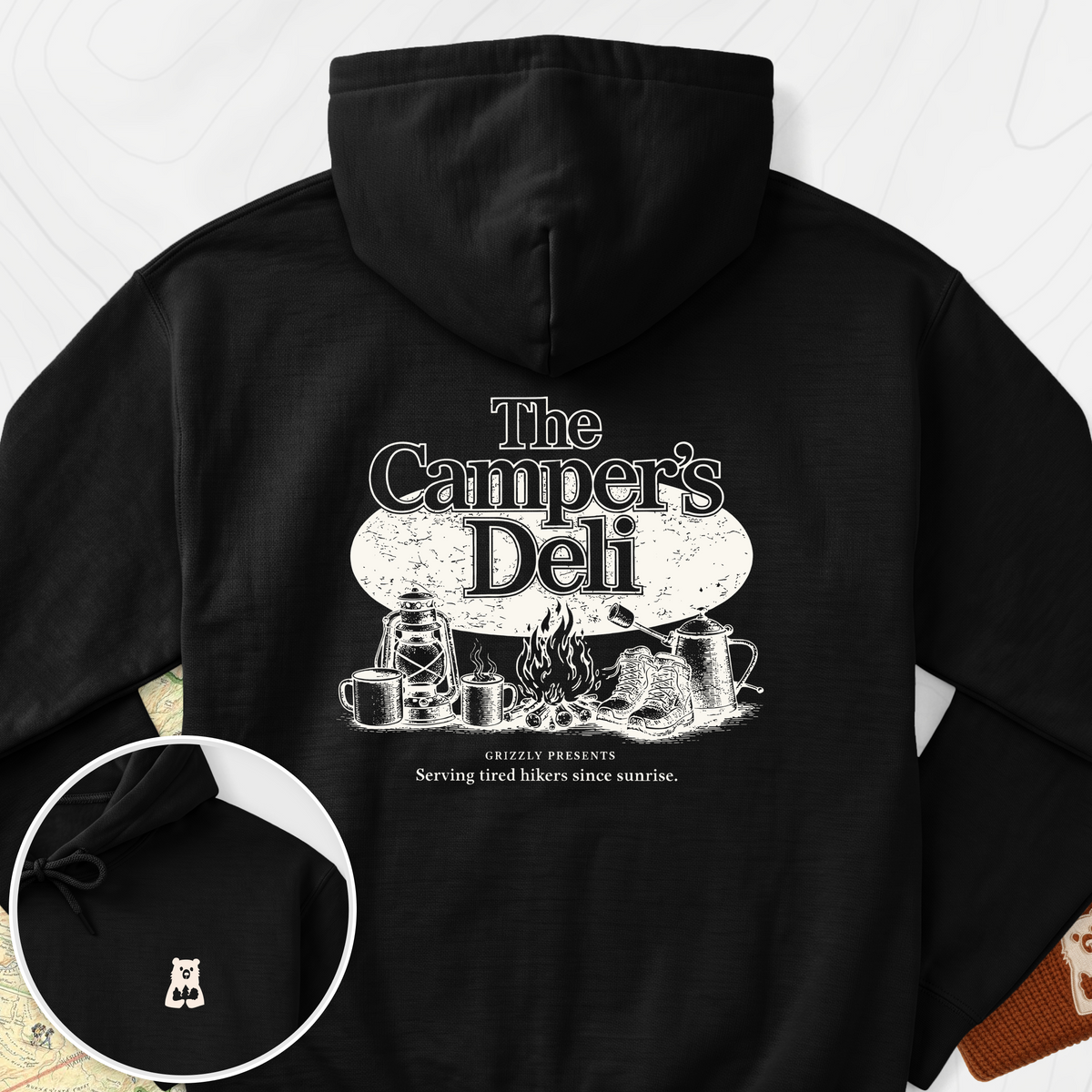 Campers Deli Back Print Hoodie - Black