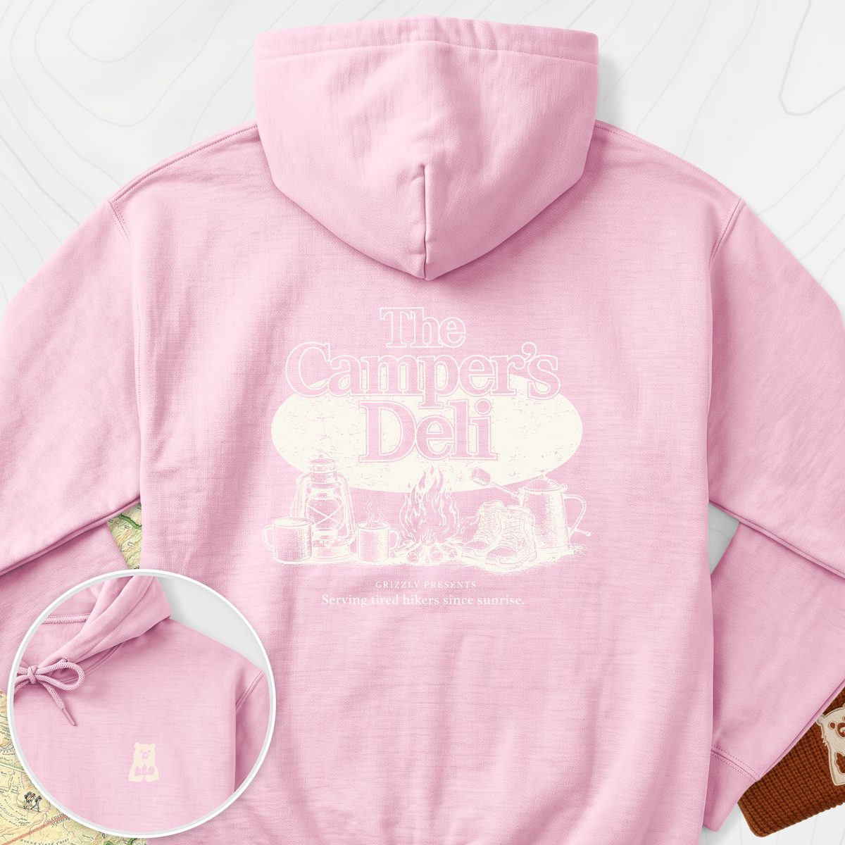 Campers Deli Back Print Hoodie - Light Pink