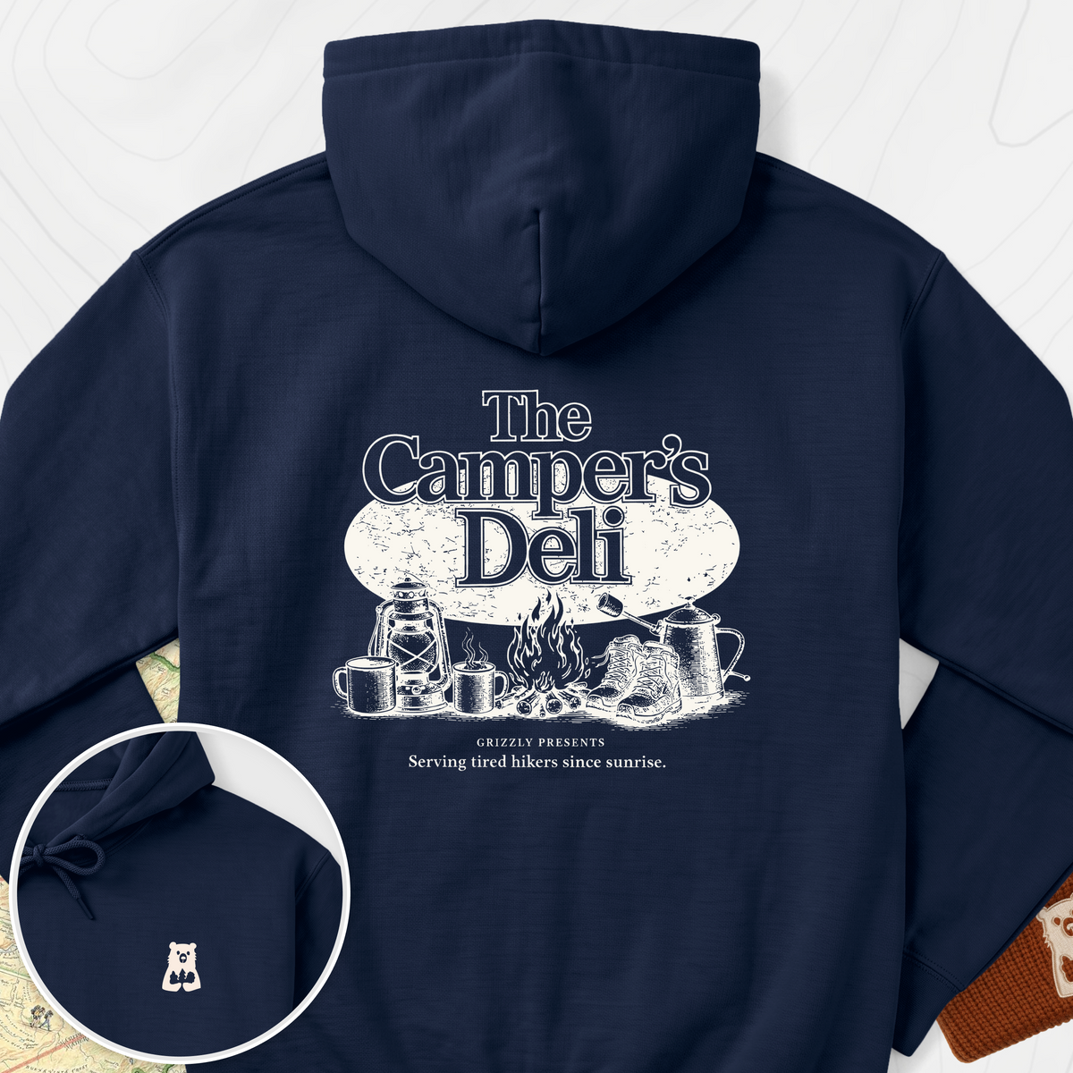 Campers Deli Back Print Hoodie - Navy