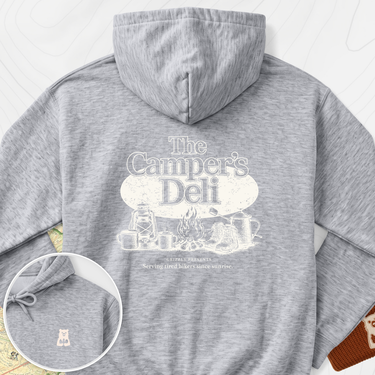 Campers Deli Back Print Hoodie - Sport Grey