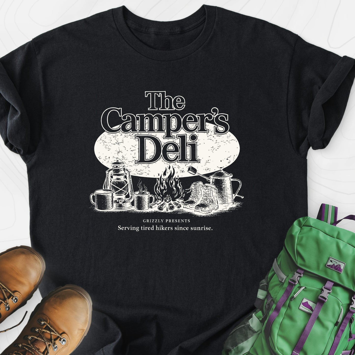 Campers Deli Black front print lightweight T-shirt