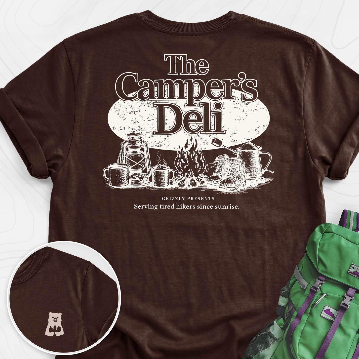 Campers Deli Dark Chocolate back print lightweight T-shirt