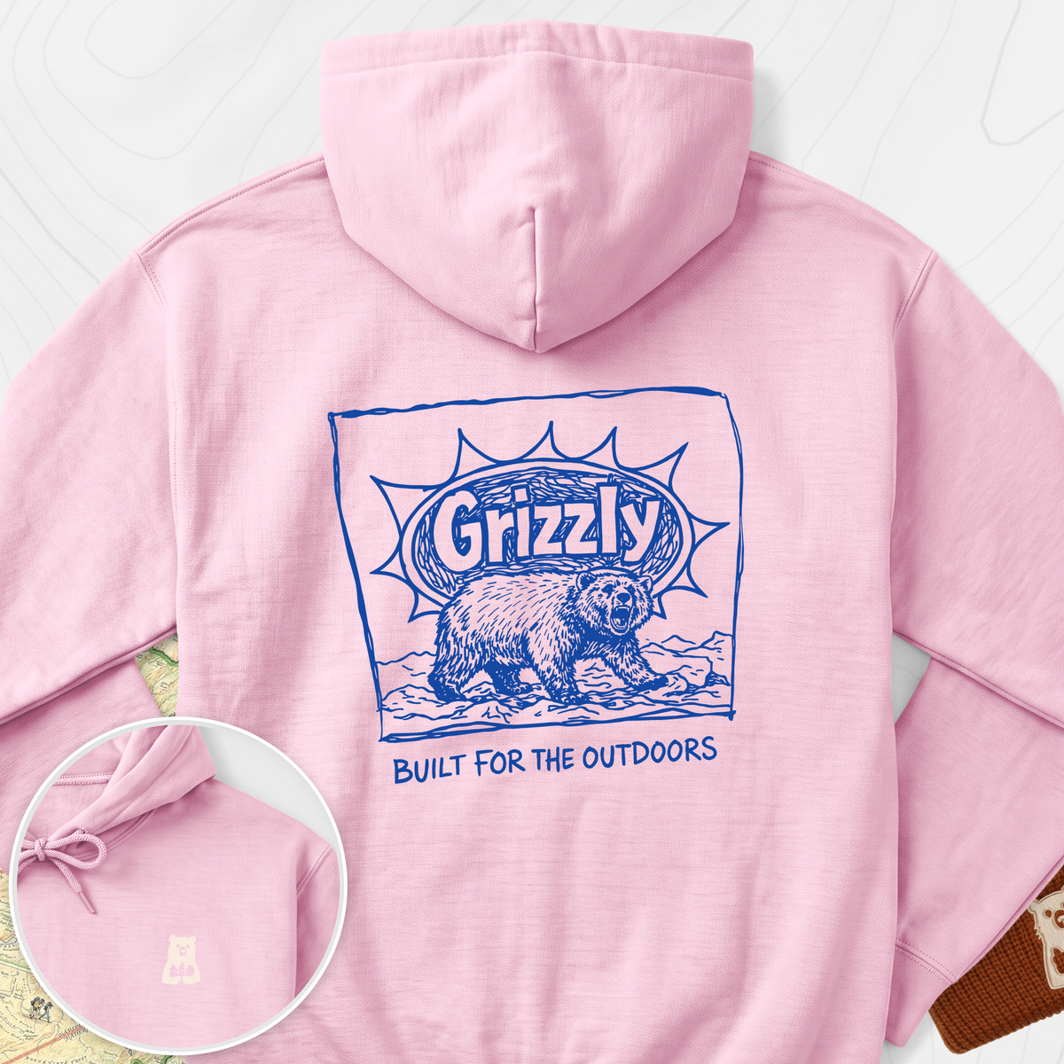 Built for the Outdoors Back Print Hoodie - Light Pink