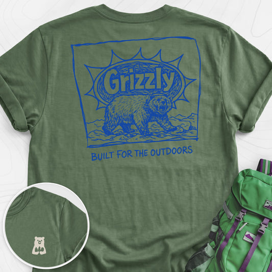 Built for the Outdoors Military Green back print lightweight T-shirt