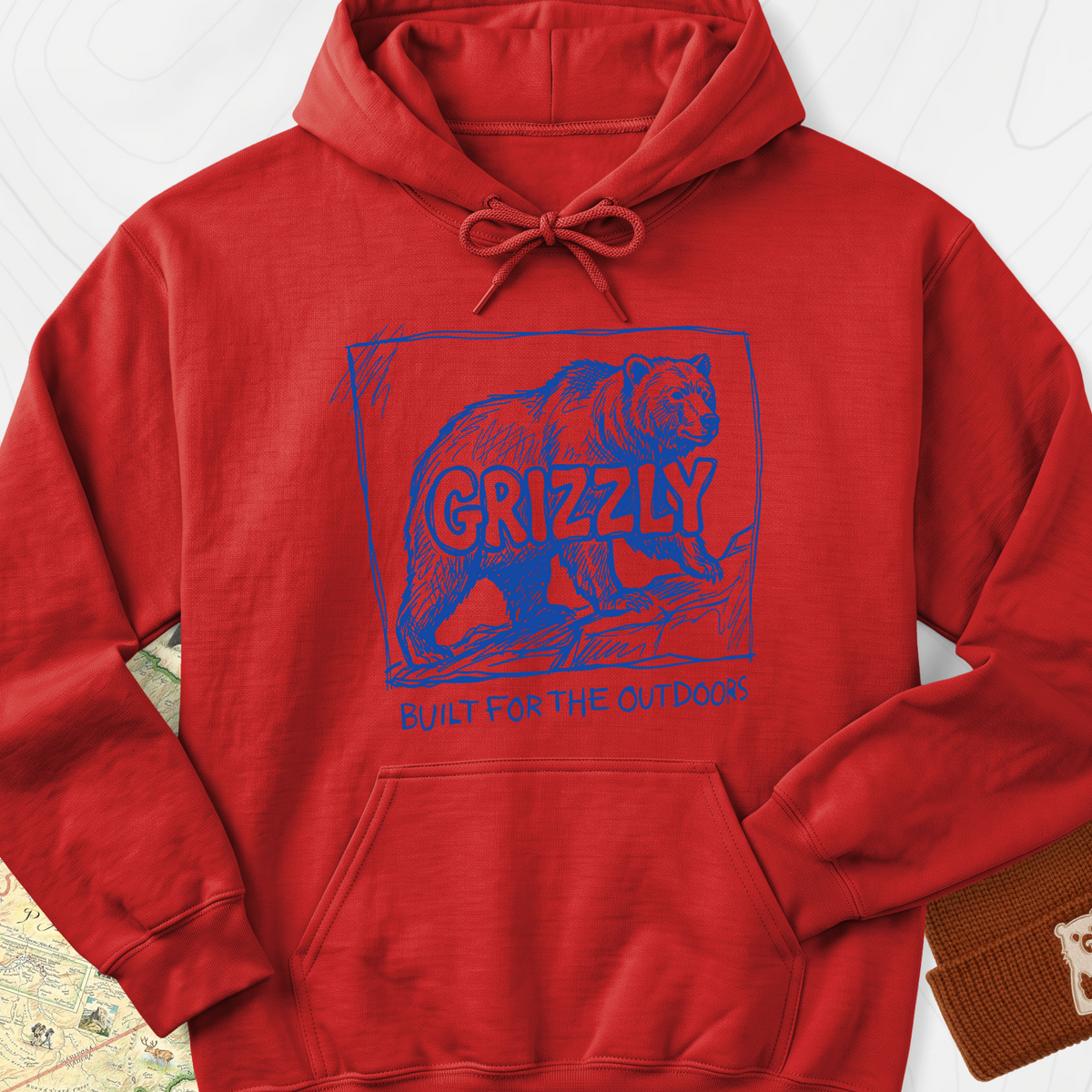 Grizzly Bear Hoodie - Red