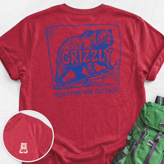 Grizzly Bear Heather Red back print lightweight T-shirt
