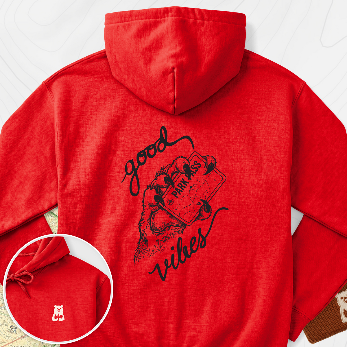 Park Pass Back Print Hoodie - Red