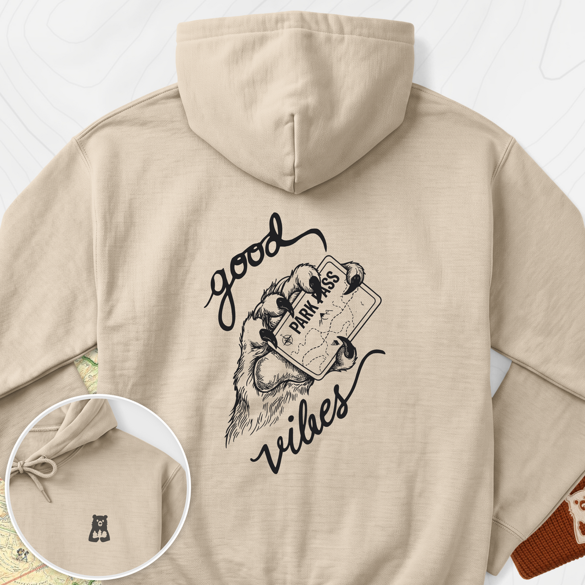 Park Pass Back Print Hoodie - Sand