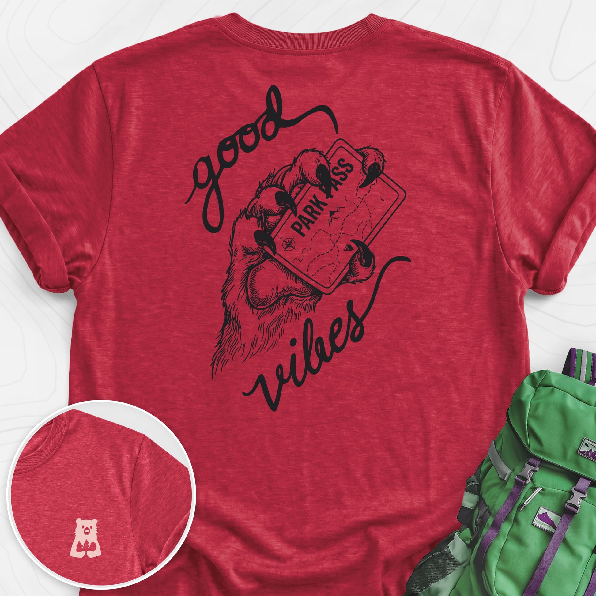 Park Pass Heather Red back print lightweight T-shirt
