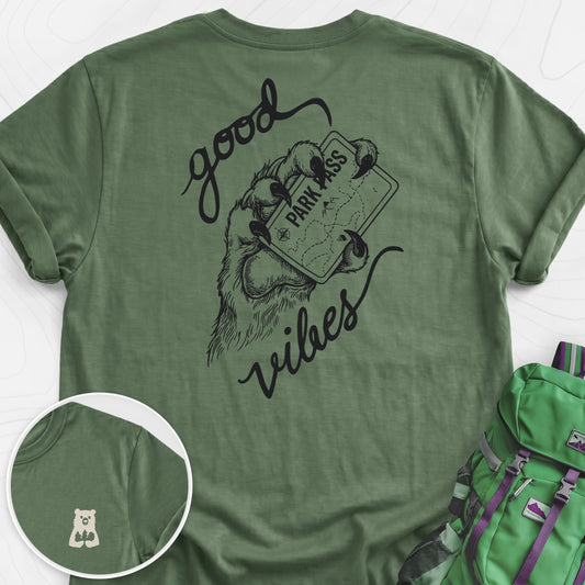 Park Pass Military Green back print lightweight T-shirt
