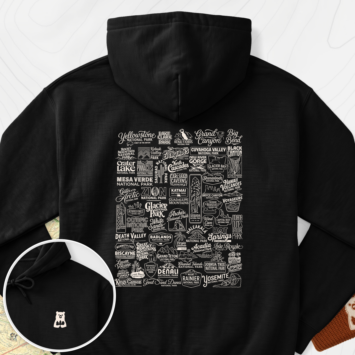 National Parks Back Print Hoodie - Black
