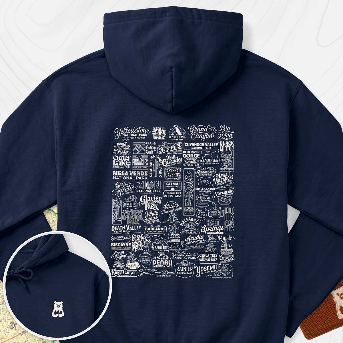 National Parks Back Print Hoodie - Navy