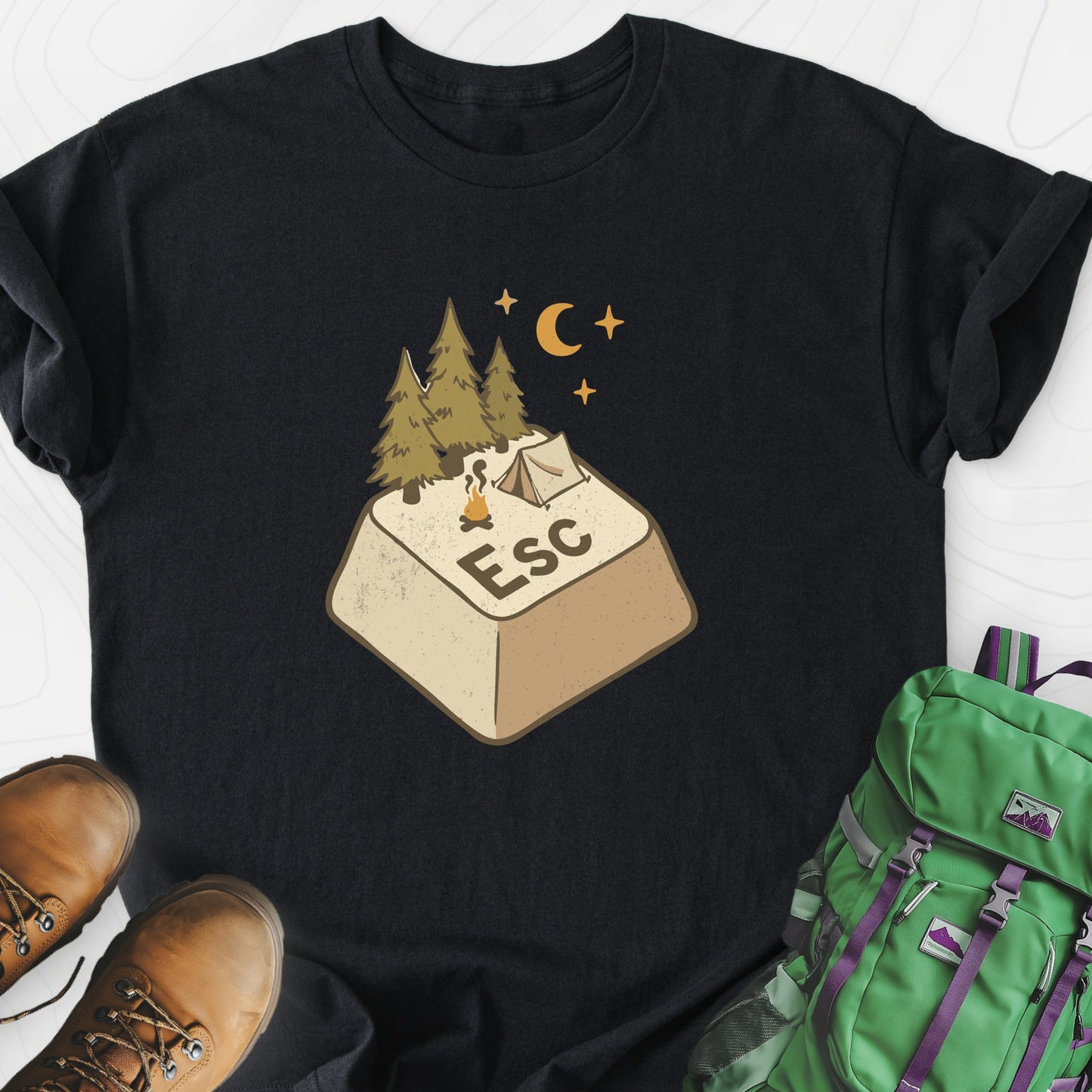 ESC Camp Black front print lightweight T-shirt