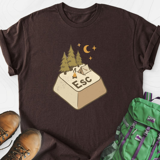ESC Camp Dark Chocolate front print lightweight T-shirt