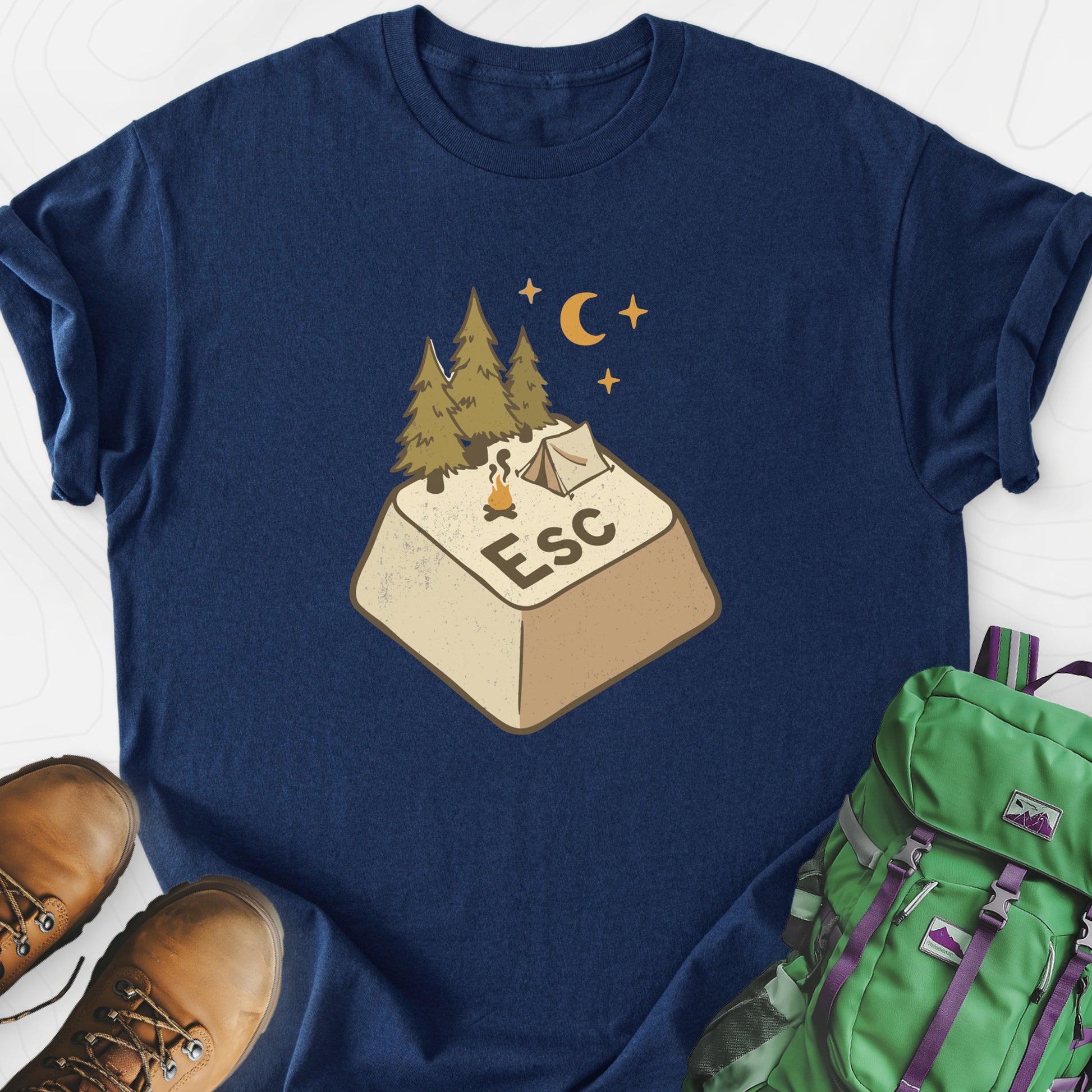 ESC Camp Navy front print lightweight T-shirt
