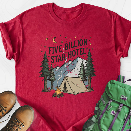 Five Billion Star Hotel Heather Red front print lightweight T-shirt