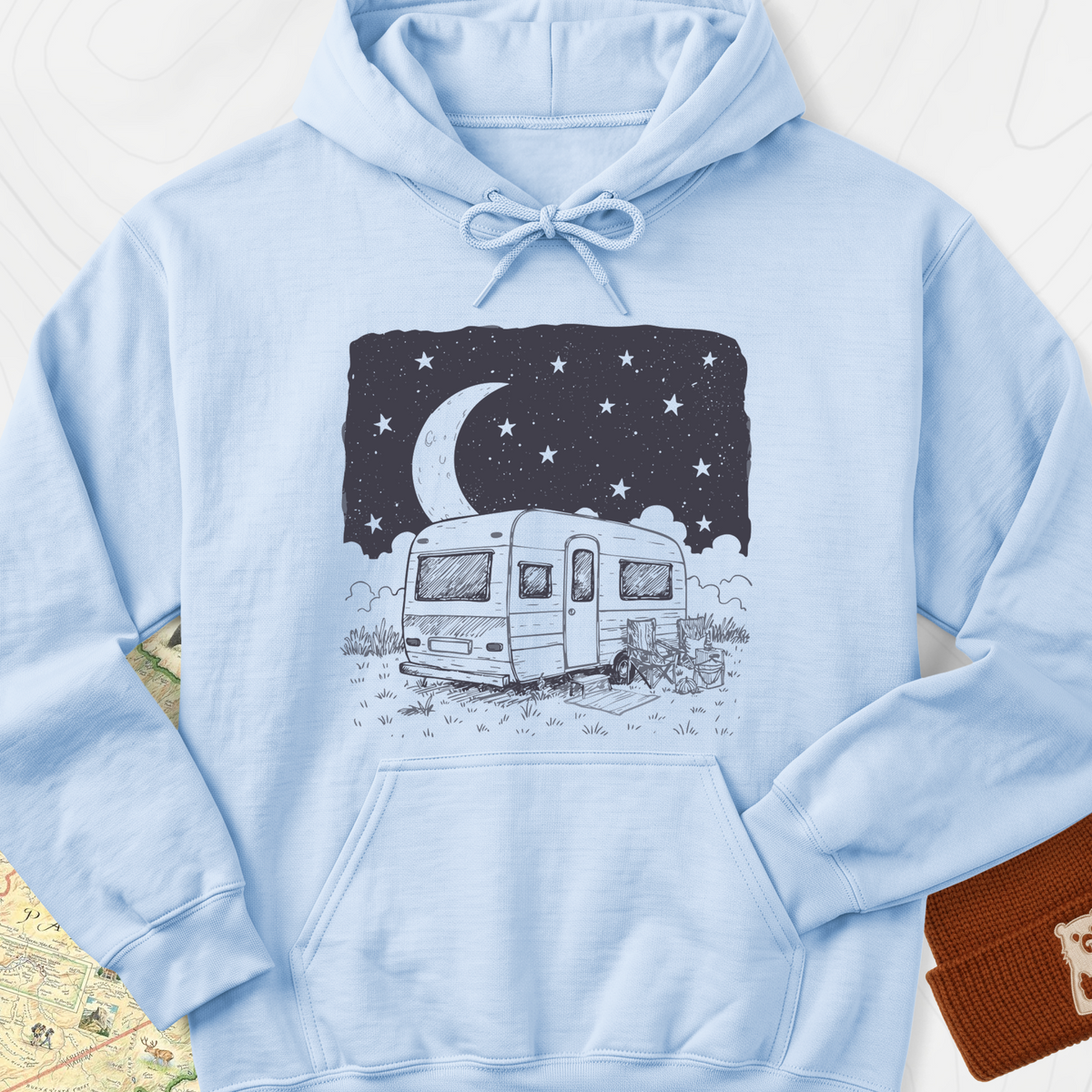 Night Camper Hoodie - Light Blue