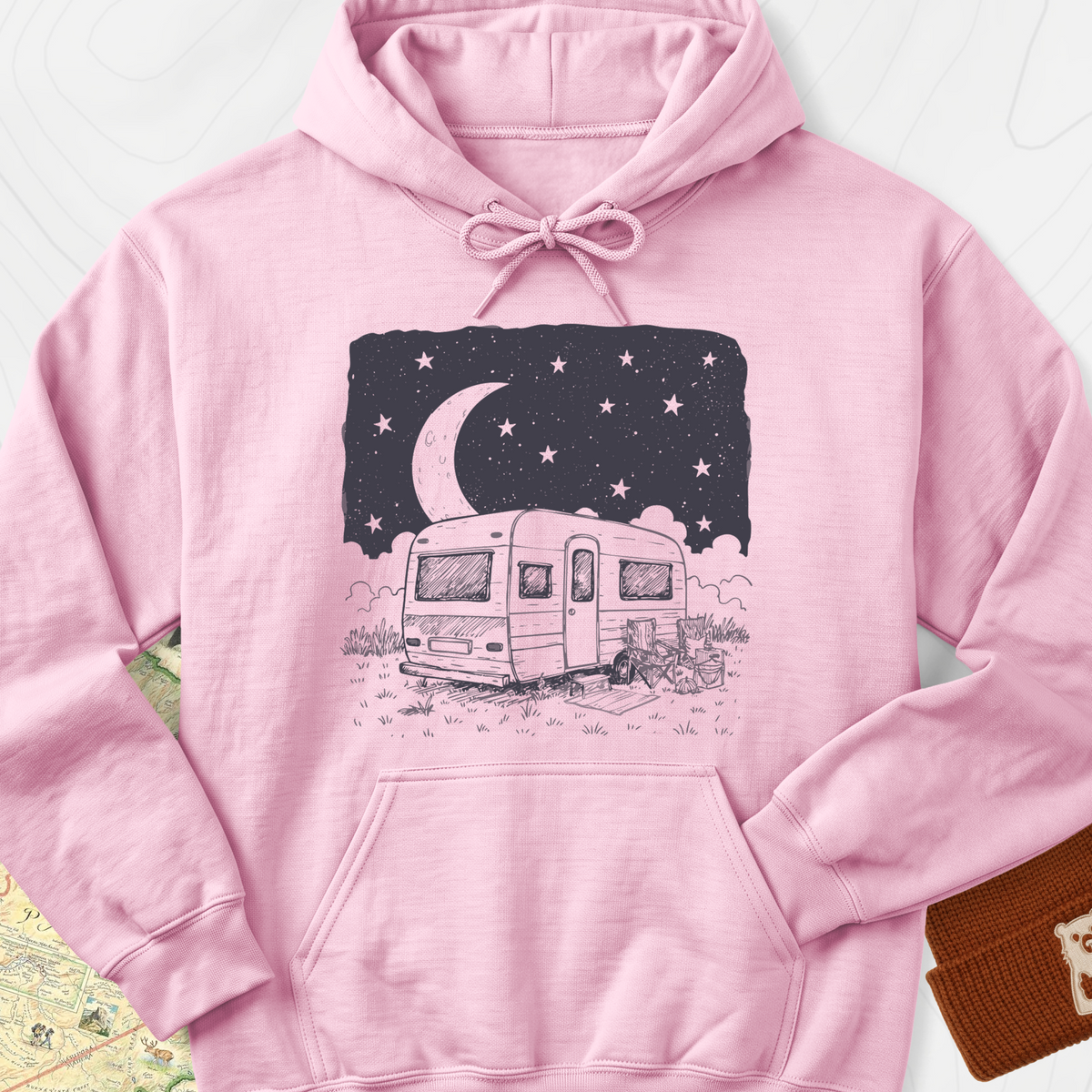 Night Camper Hoodie - Light Pink