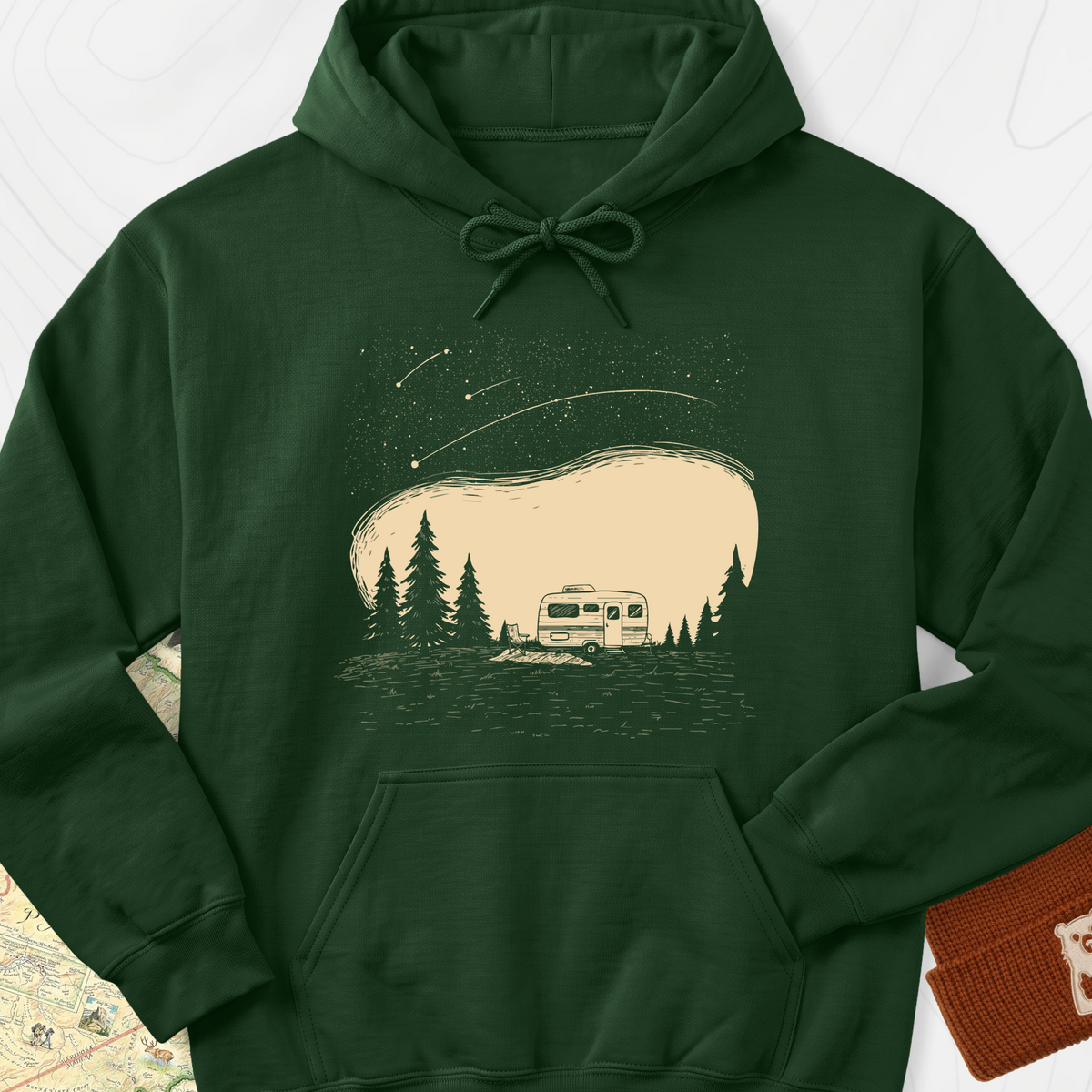 Shooting Star Camper Hoodie - Forest Green