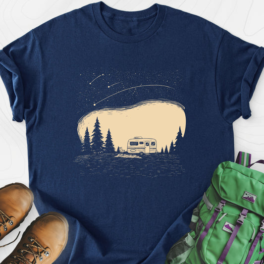 Shooting Star Camper Navy front print lightweight T-shirt