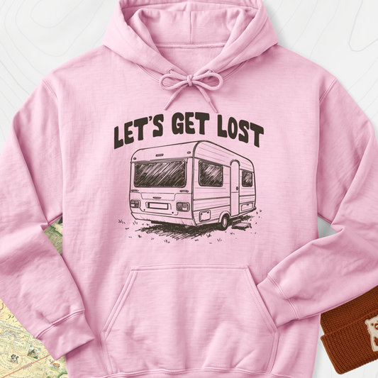 Let's Get Lost Camper Hoodie - Light Pink