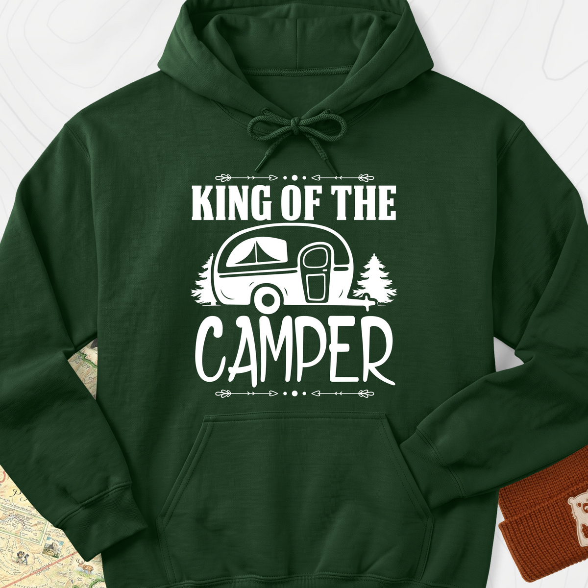 Camping King Hoodie - Forest Green