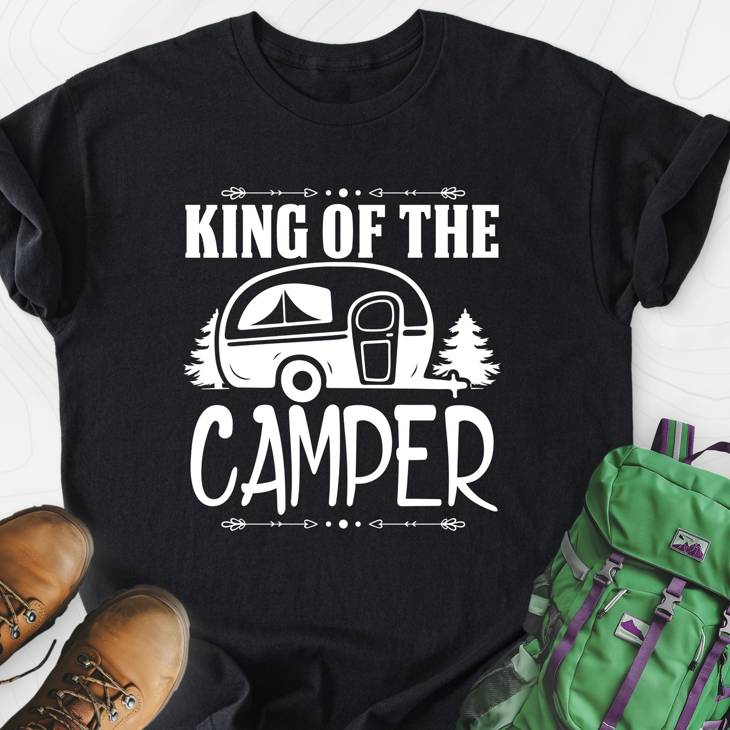 Camping King Black front print lightweight T-shirt