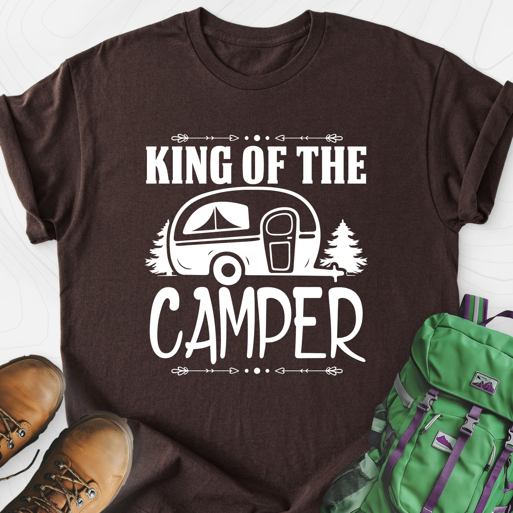 Camping King Dark Chocolate front print lightweight T-shirt