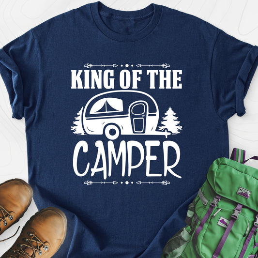 Camping King Navy front print lightweight T-shirt