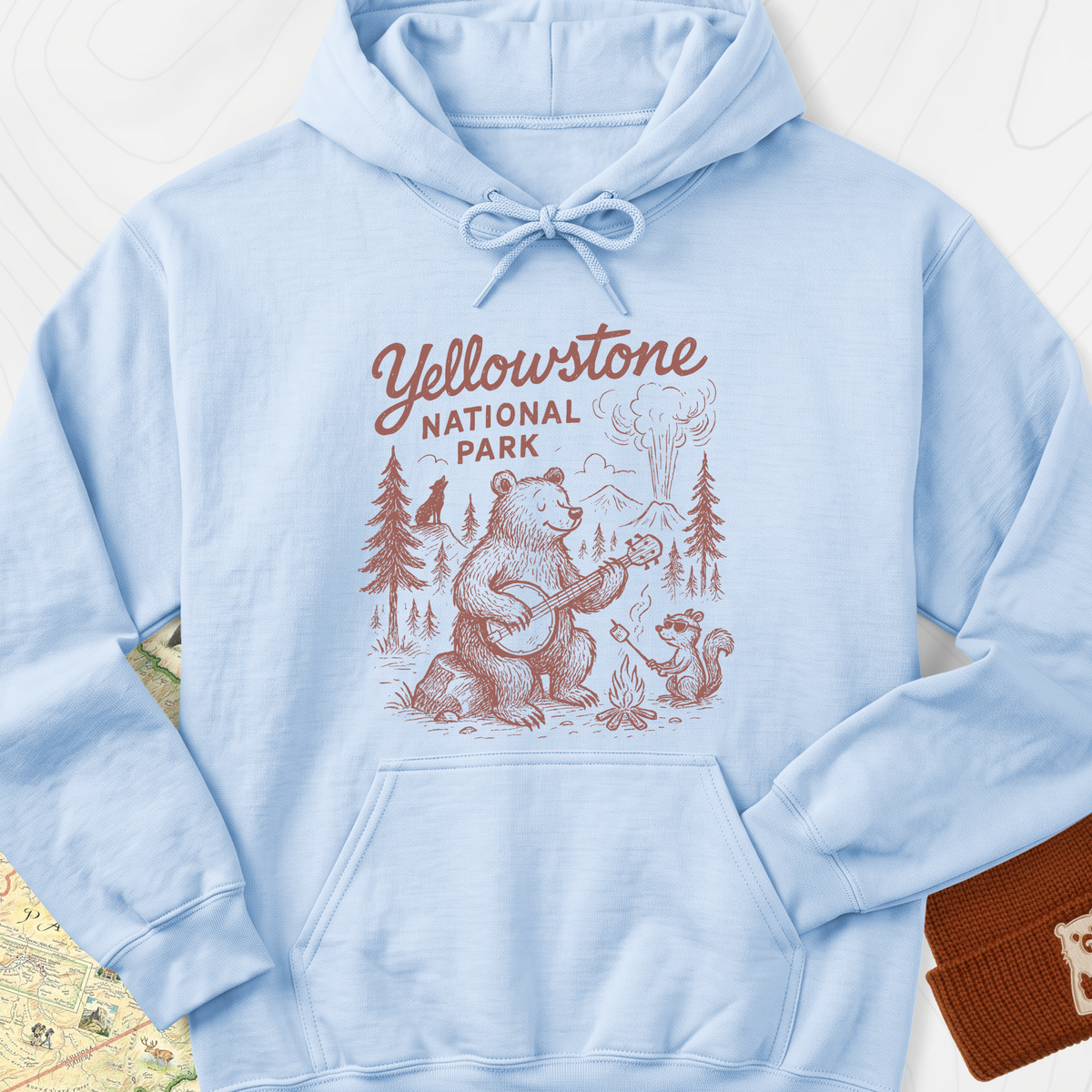 Yellowstone Campfire Hoodie - Light Blue