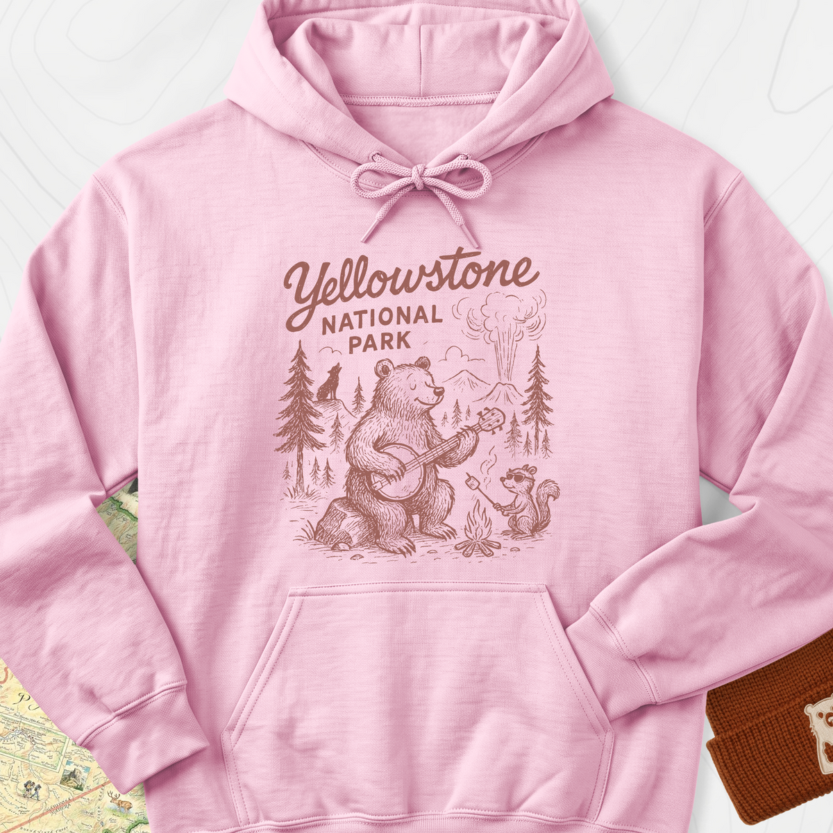 Yellowstone Campfire Hoodie - Light Pink