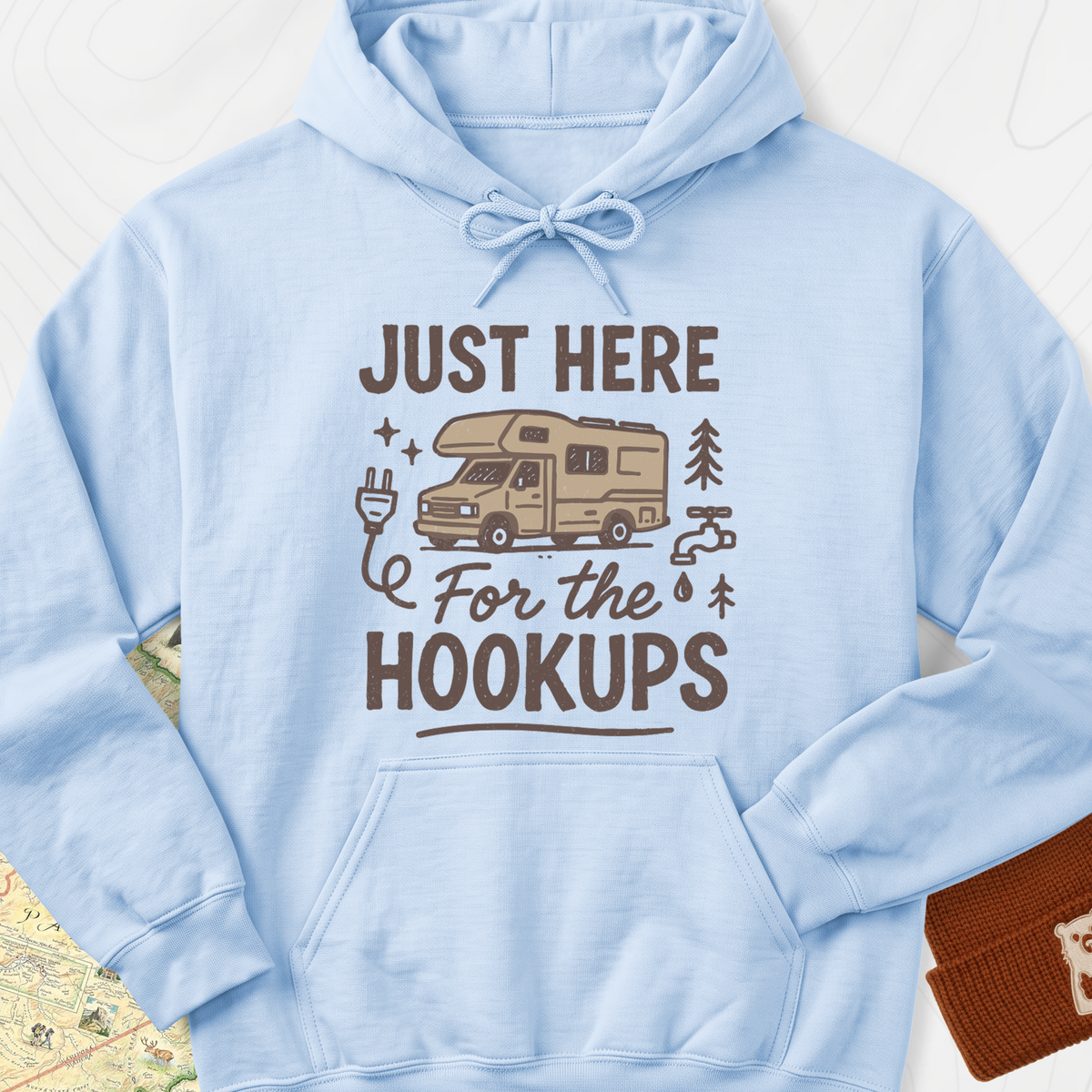 Hookups Camper Hoodie - Light Blue