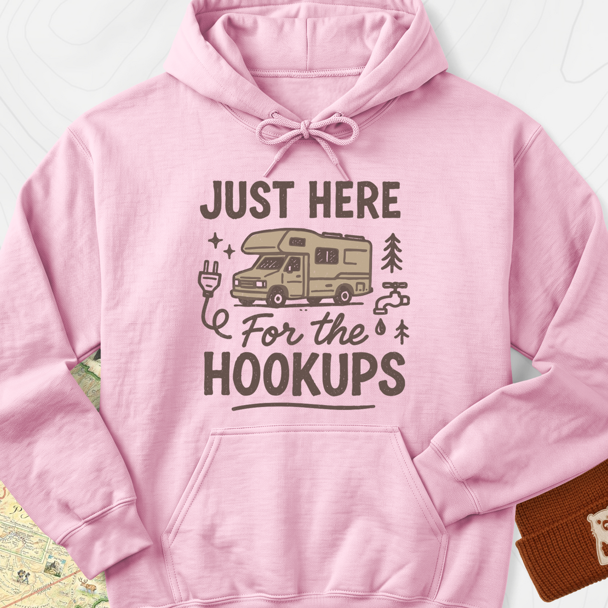 Hookups Camper Hoodie - Light Pink