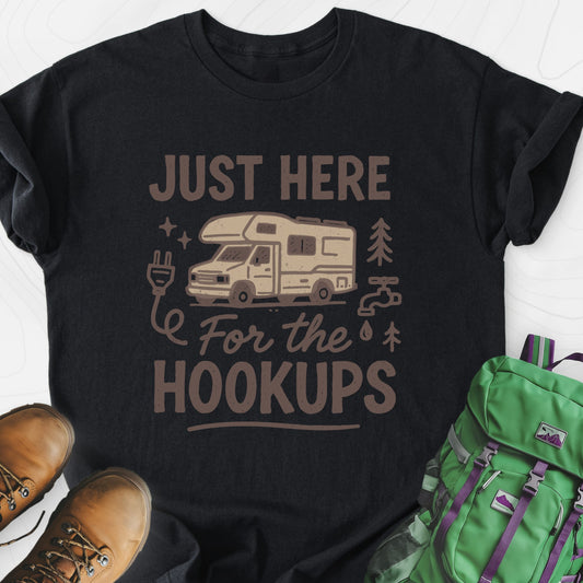 Hookups Camper Black front print lightweight T-shirt