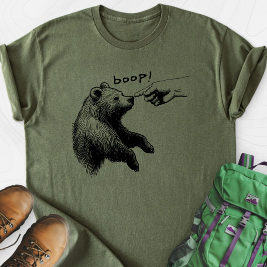 Boop Bear Military Green front print lightweight T-shirt