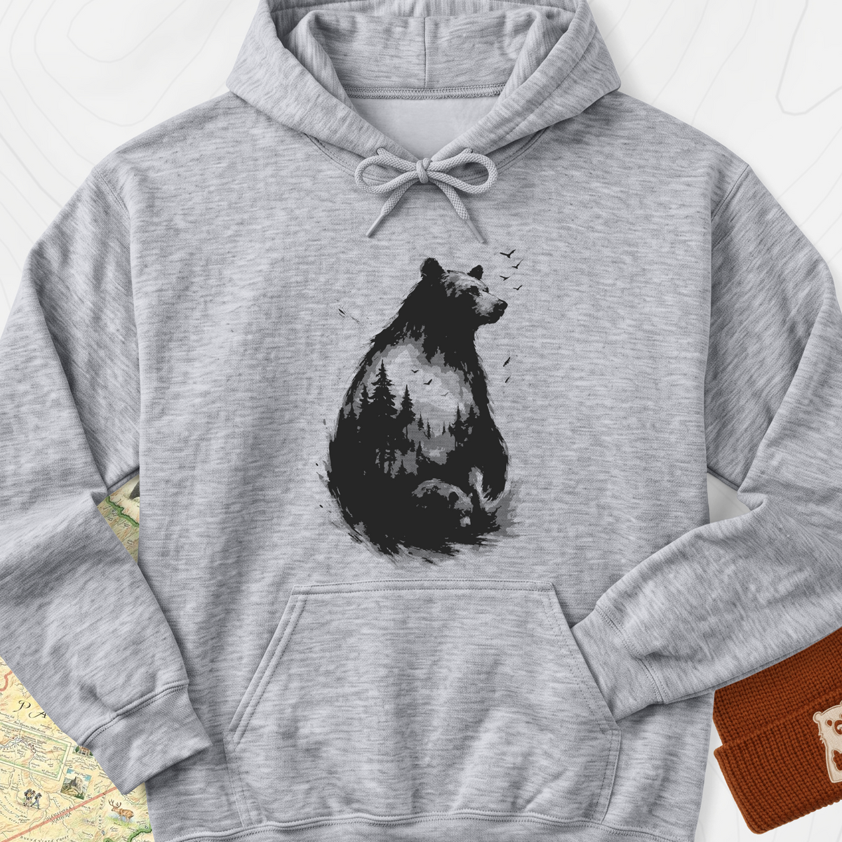 Bear Silhouette Hoodie - Sport Grey