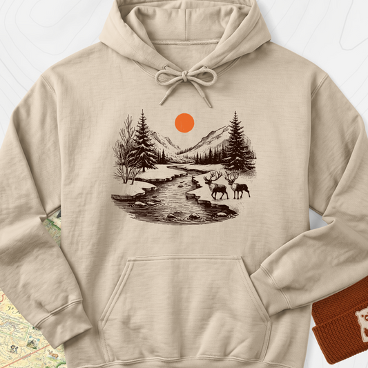 Mountain River Elk Hoodie - Sand