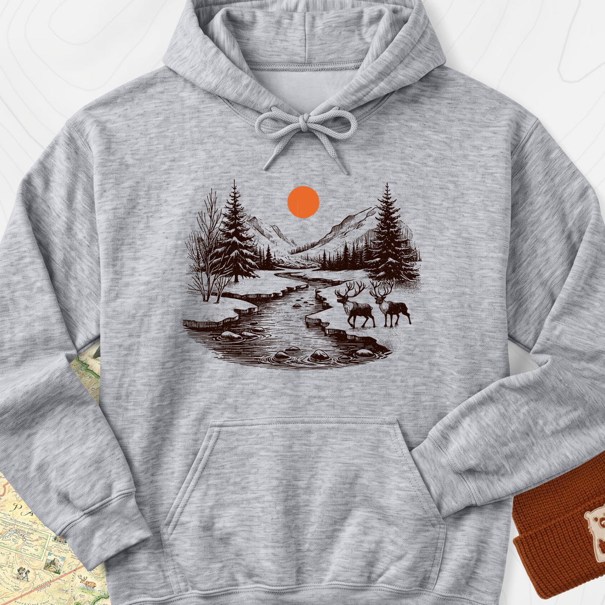 Mountain River Elk Hoodie - Sport Grey