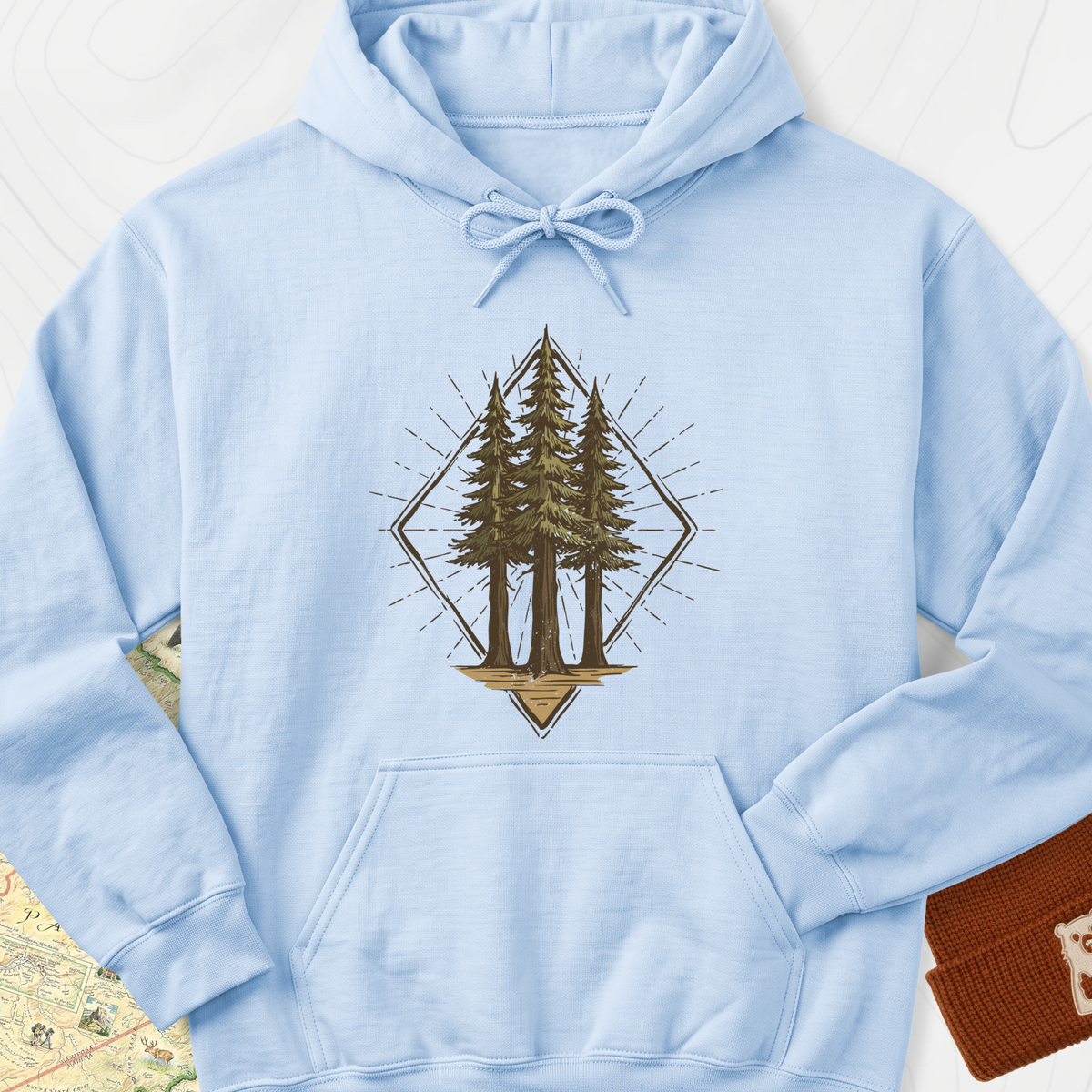 Pine Forest Badge Hoodie - Light Blue