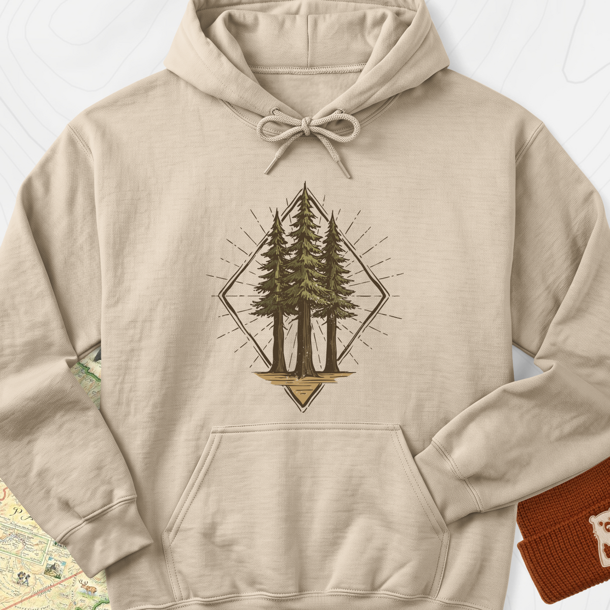 Pine Forest Badge Hoodie - Sand