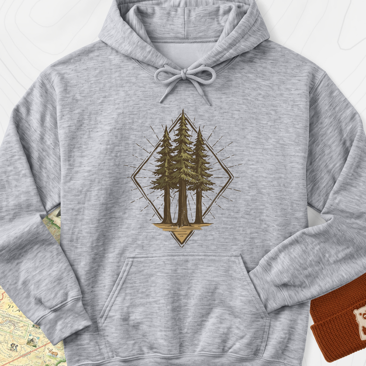 Pine Forest Badge Hoodie - Sport Grey