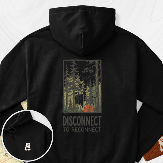 Disconnect Forest Back Print Hoodie - Black