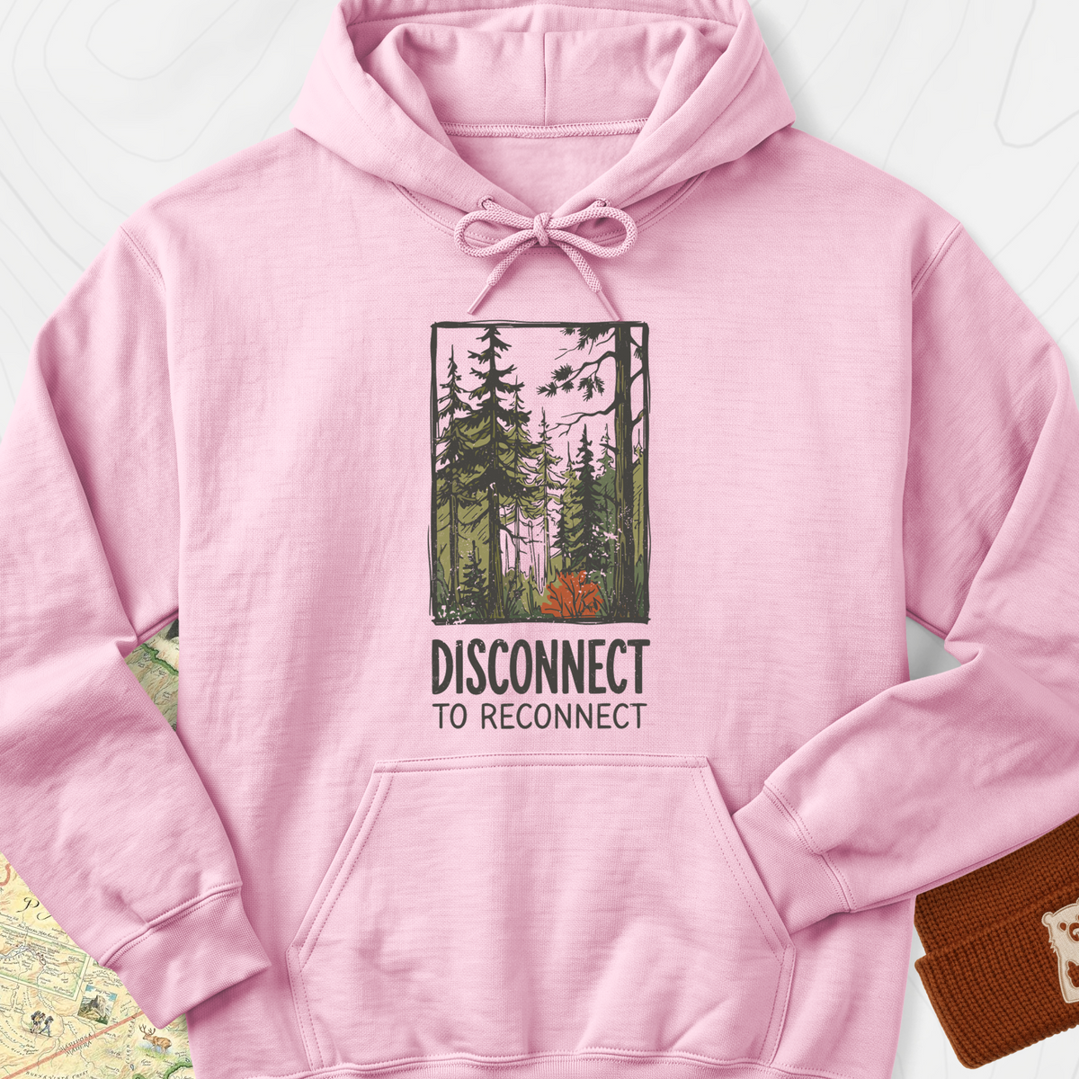 Disconnect Forest Hoodie - Light Pink